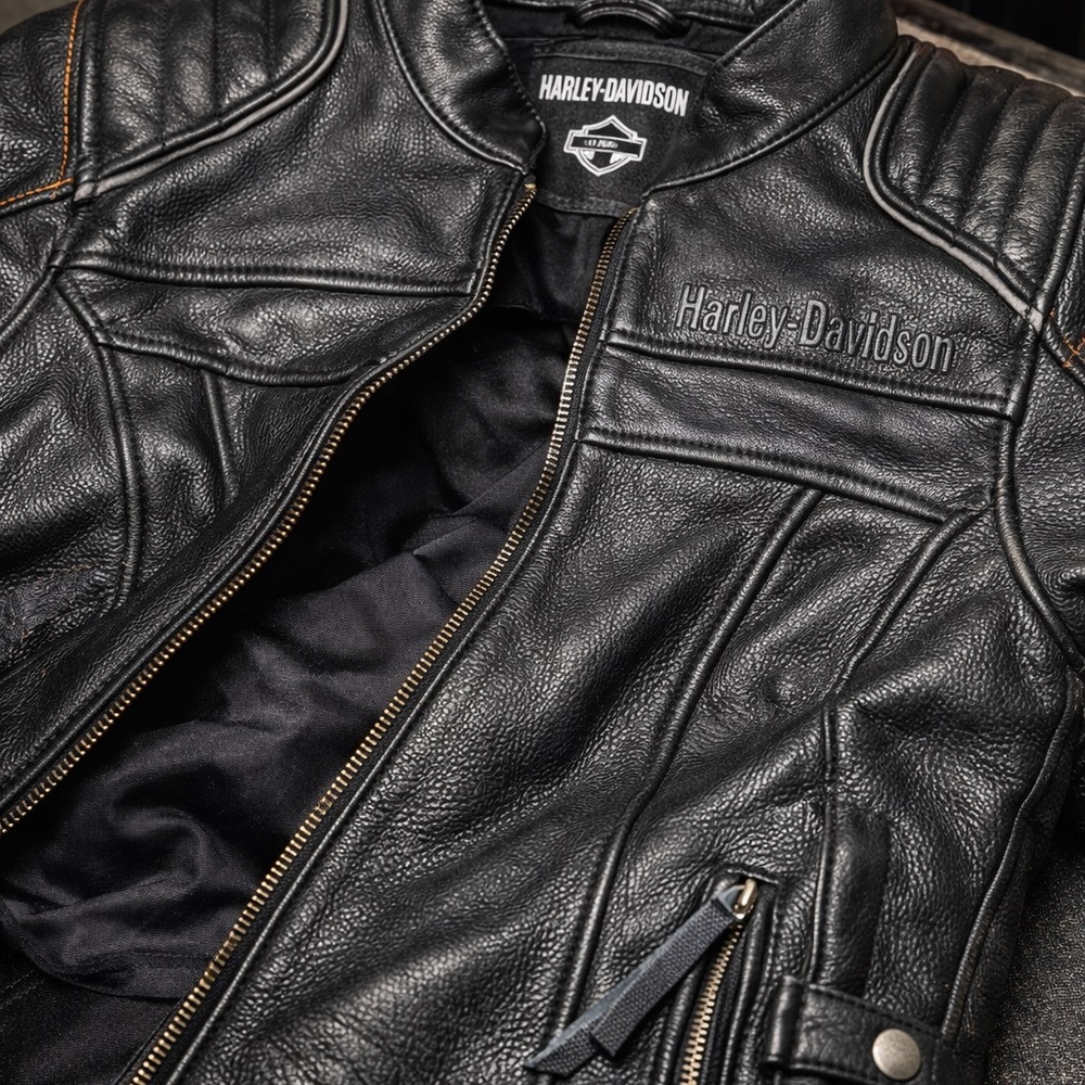 Harley-Davidson Women's Black Quilted Leather Motorcycle Jacket - Picture 2 of 12